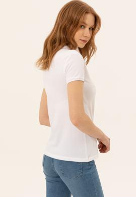 Kadın Beyaz Polo Yaka Tişört - 50246288001
