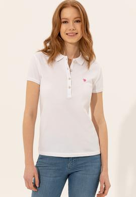 Kadın Beyaz Polo Yaka Tişört - 50246288001