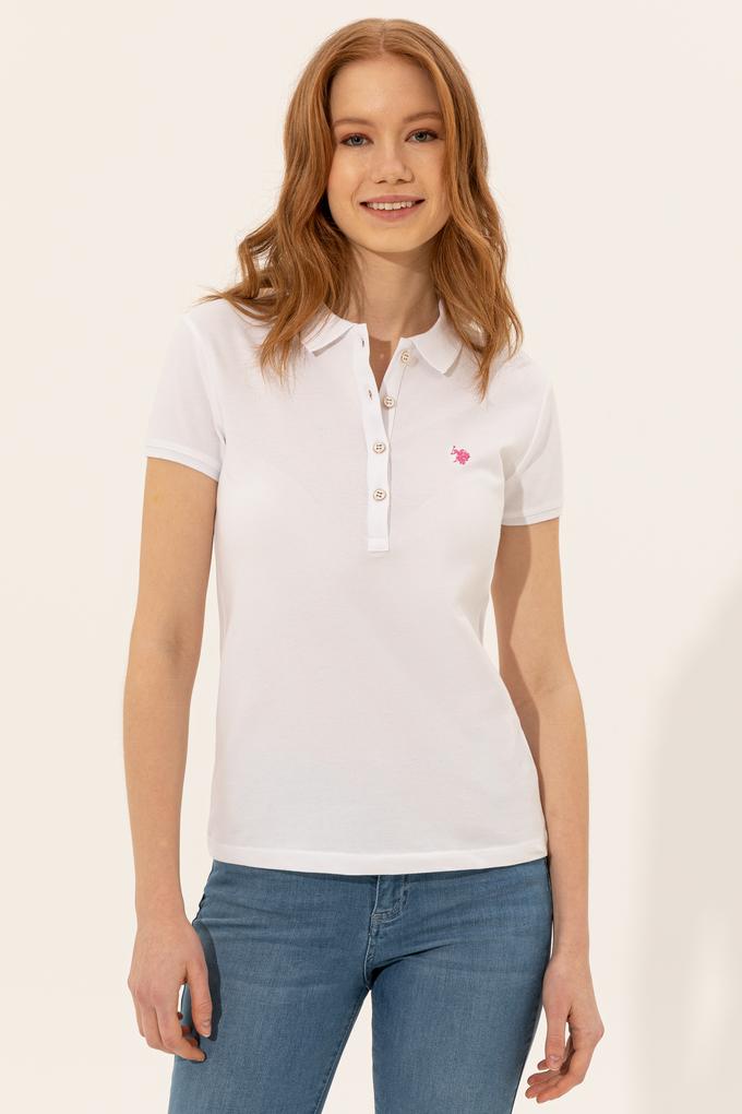 Kadın Beyaz Polo Yaka Tişört