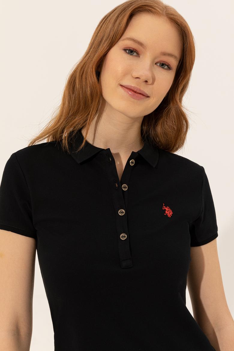 Kadın Siyah Polo Yaka Tişört
