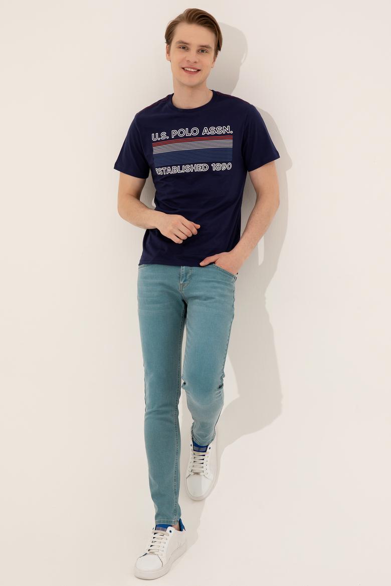 Erkek Lacivert Bisiklet Yaka T-Shirt - 50246309014