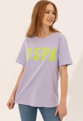 Kadın Lila Bisiklet Yaka Tişört - 50249001030