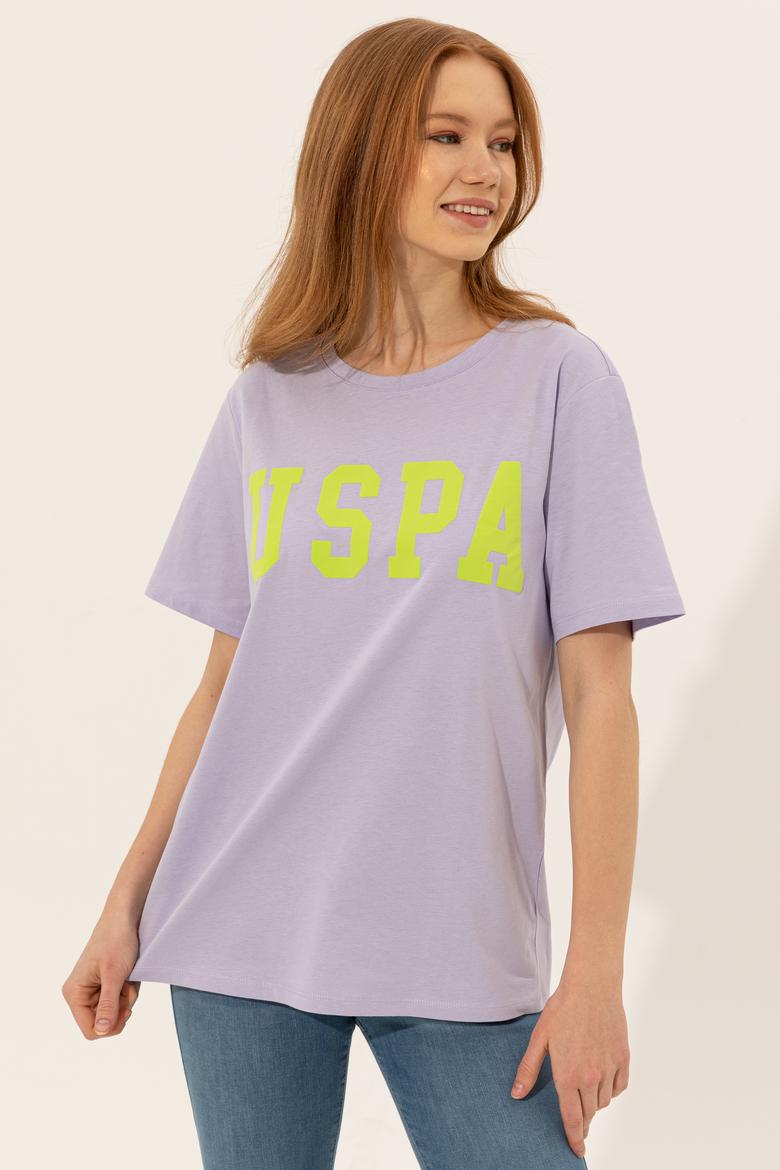 Kadın Lila Bisiklet Yaka Tişört - 50249001030