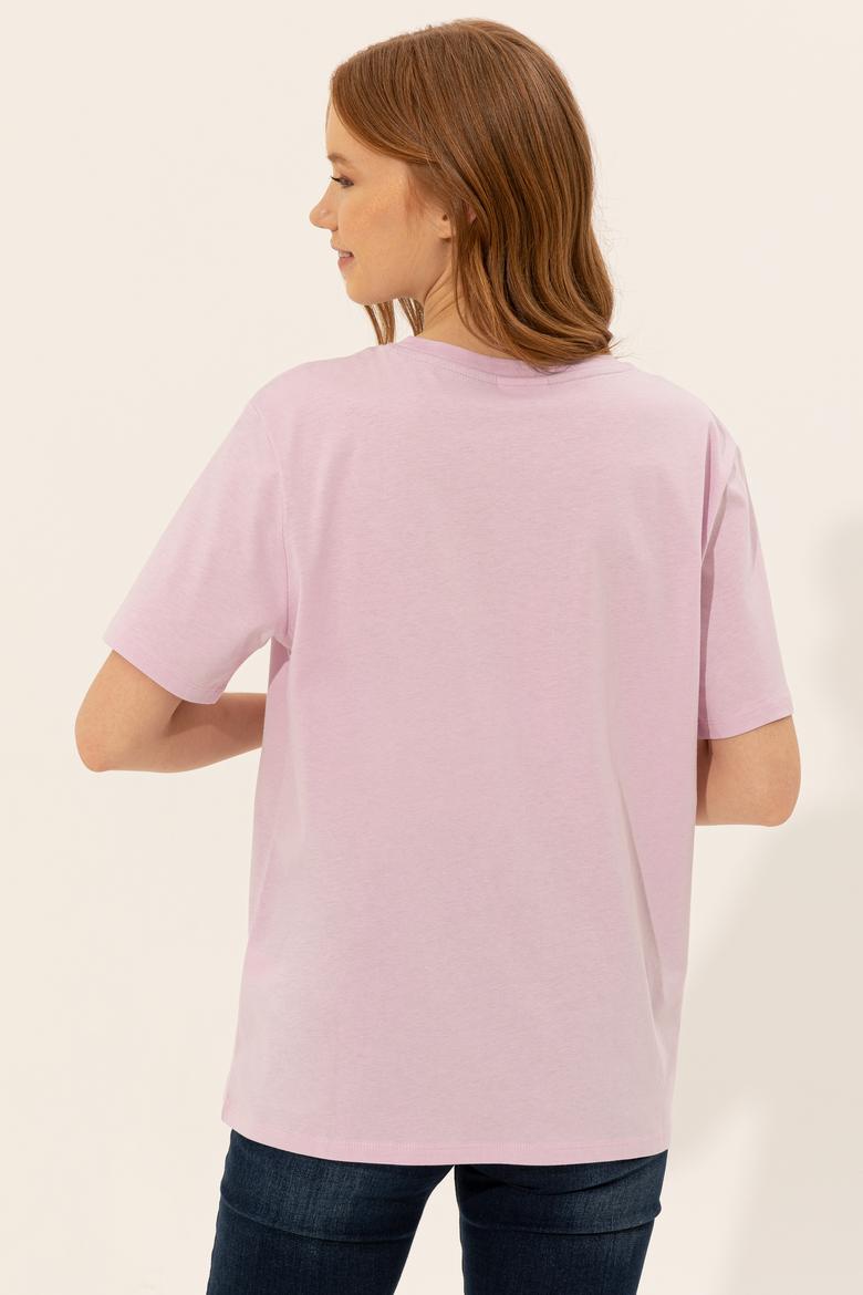 Kadın Manolya Bisiklet Yaka Tişört - 50249001071