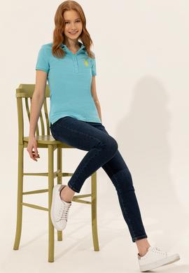 Kadın Turkuaz Basic Polo Yaka Tişört - 50248991100