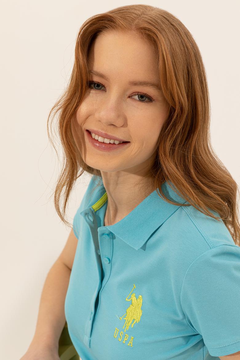 Kadın Turkuaz Basic Polo Yaka Tişört - 50248991100