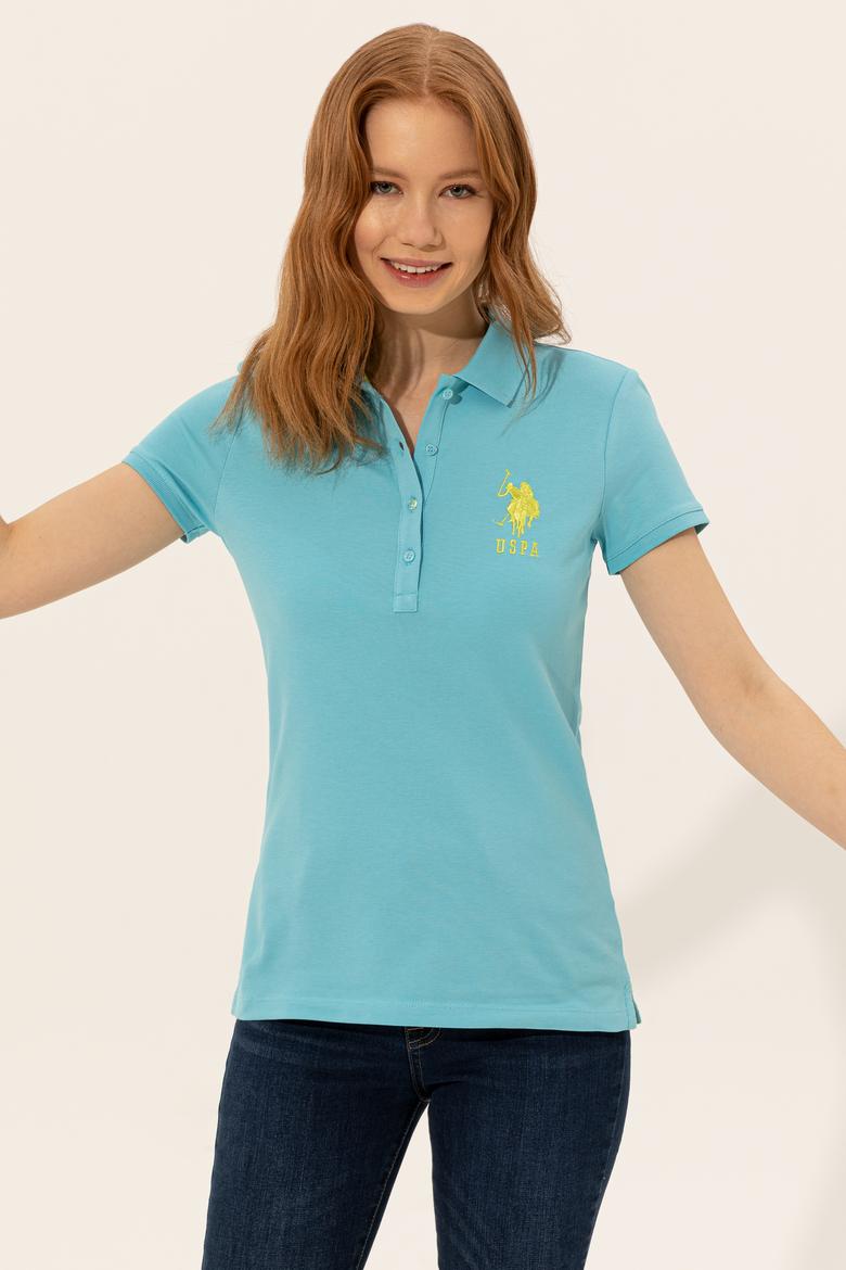 Kadın Turkuaz Basic Polo Yaka Tişört - 50248991100