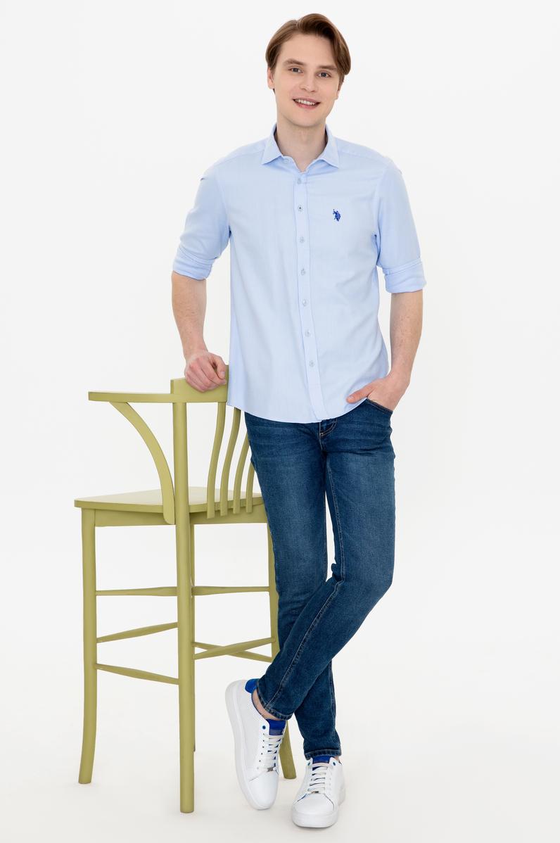 Erkek Açık Mavi Uzun Kollu Gömlek