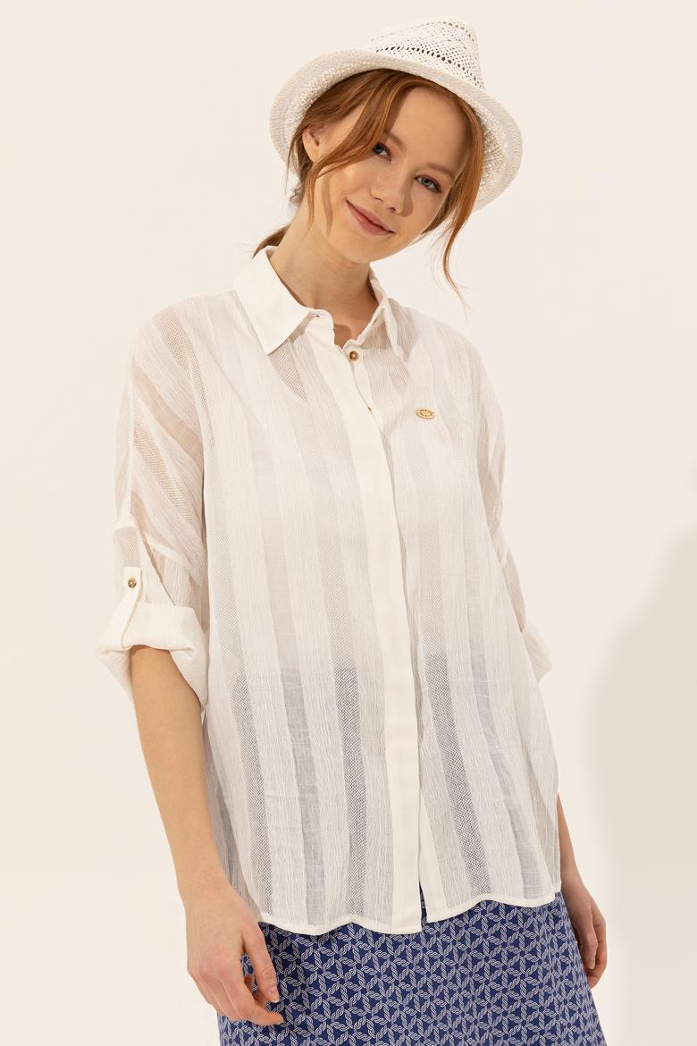 Kadın Beyaz Uzun Kollu Gömlek