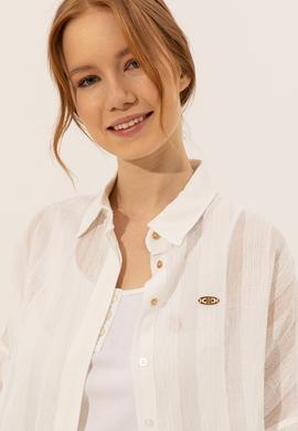 Kadın Beyaz Uzun Kollu Gömlek - 50246560037