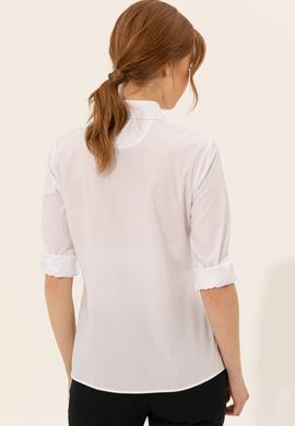 Kadın Beyaz Uzun Kollu Gömlek - 50247284026