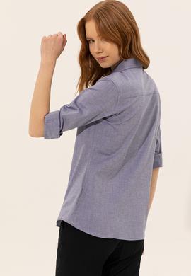 Kadın Mavi Uzun Kollu Basic Gömlek - 50246452040