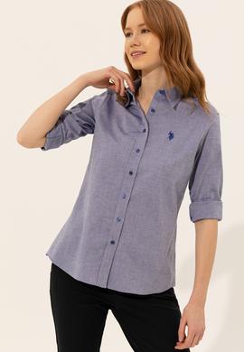 Kadın Mavi Uzun Kollu Basic Gömlek - 50246452040