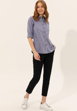 Kadın Mavi Uzun Kollu Basic Gömlek - 50246452040