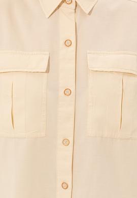 Kadın Ekru Keten Görünümlü Uzun Kollu Gömlek - 50246377030