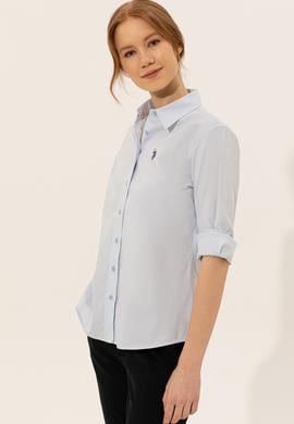 Kadın Açık Mavi Uzun Kollu Basic Gömlek - 50246452022