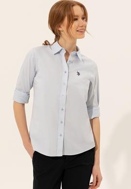 Kadın Açık Mavi Uzun Kollu Basic Gömlek - 50246452022