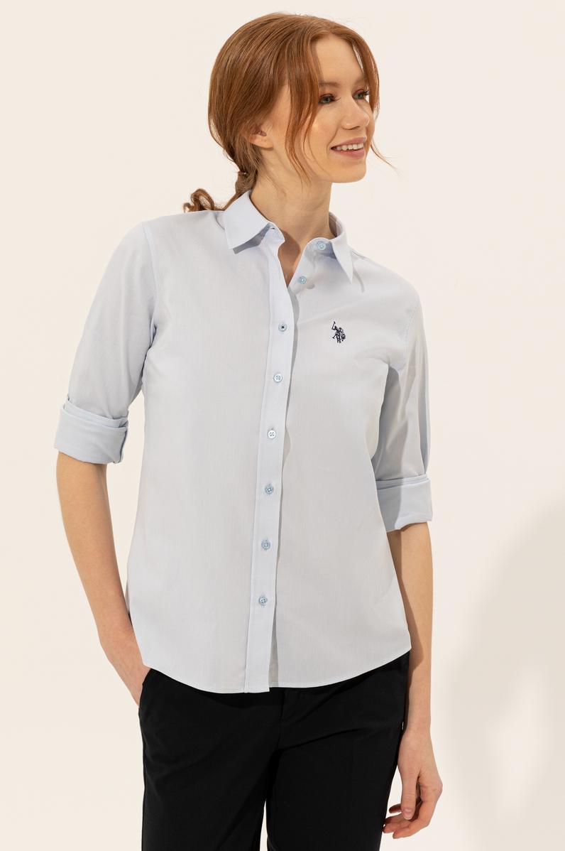 Kadın Açık Mavi Uzun Kollu Basic Gömlek