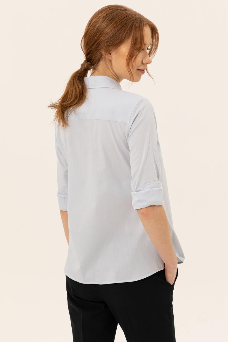 Kadın Açık Mavi Uzun Kollu Basic Gömlek - 50246452022