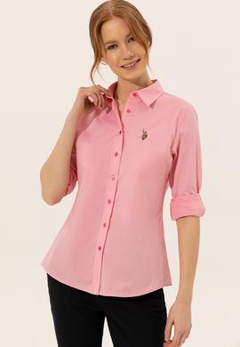 Kadın Pembe Uzun Kollu Basic Gömlek - 50246454080