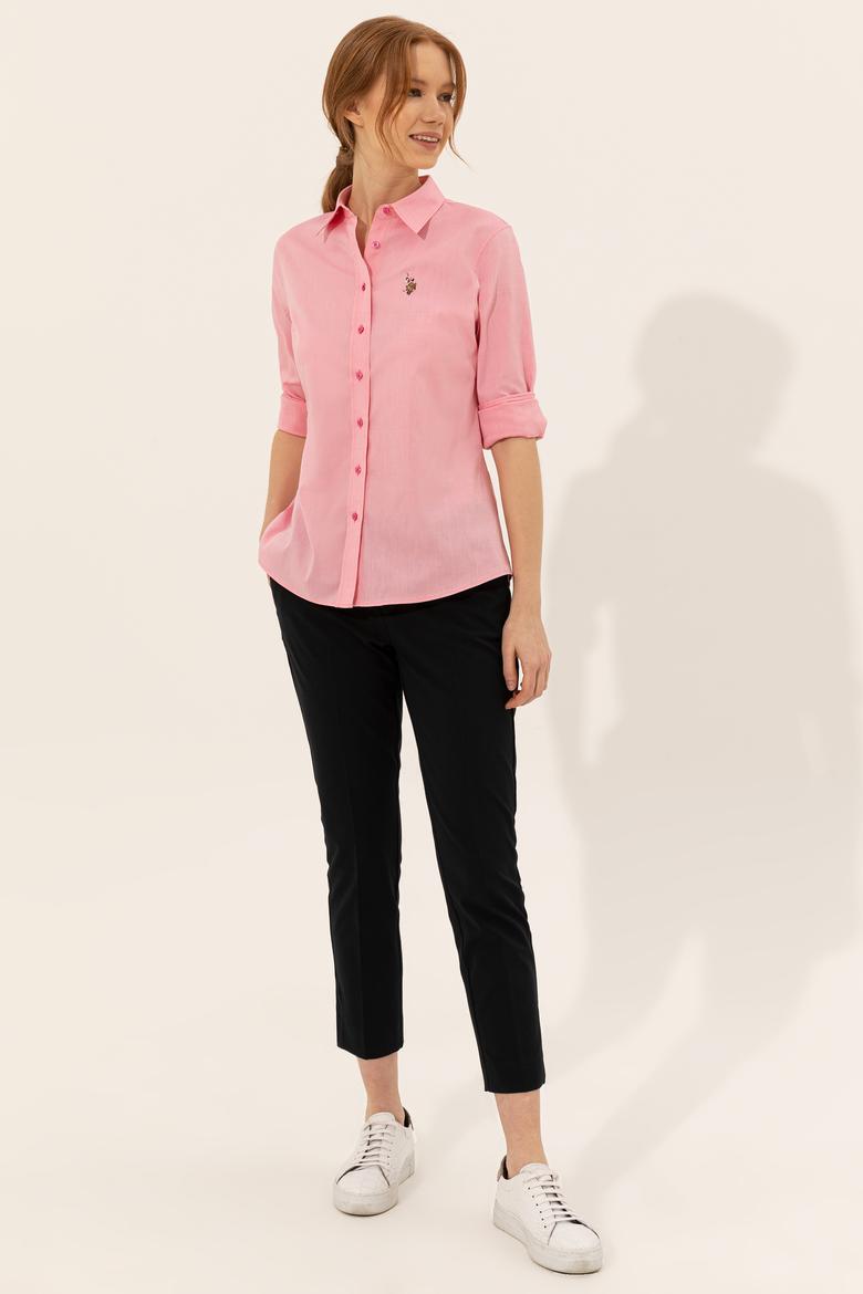 Kadın Pembe Uzun Kollu Basic Gömlek - 50246454080