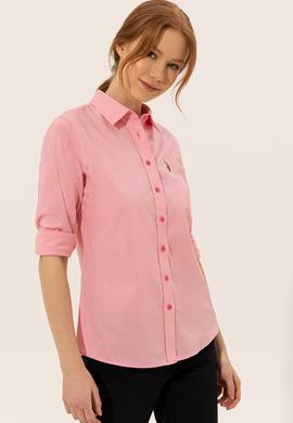 Kadın Pembe Uzun Kollu Basic Gömlek - 50246454080