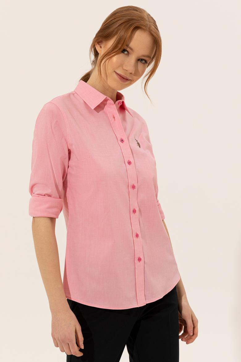 Kadın Pembe Uzun Kollu Basic Gömlek - 50246454080