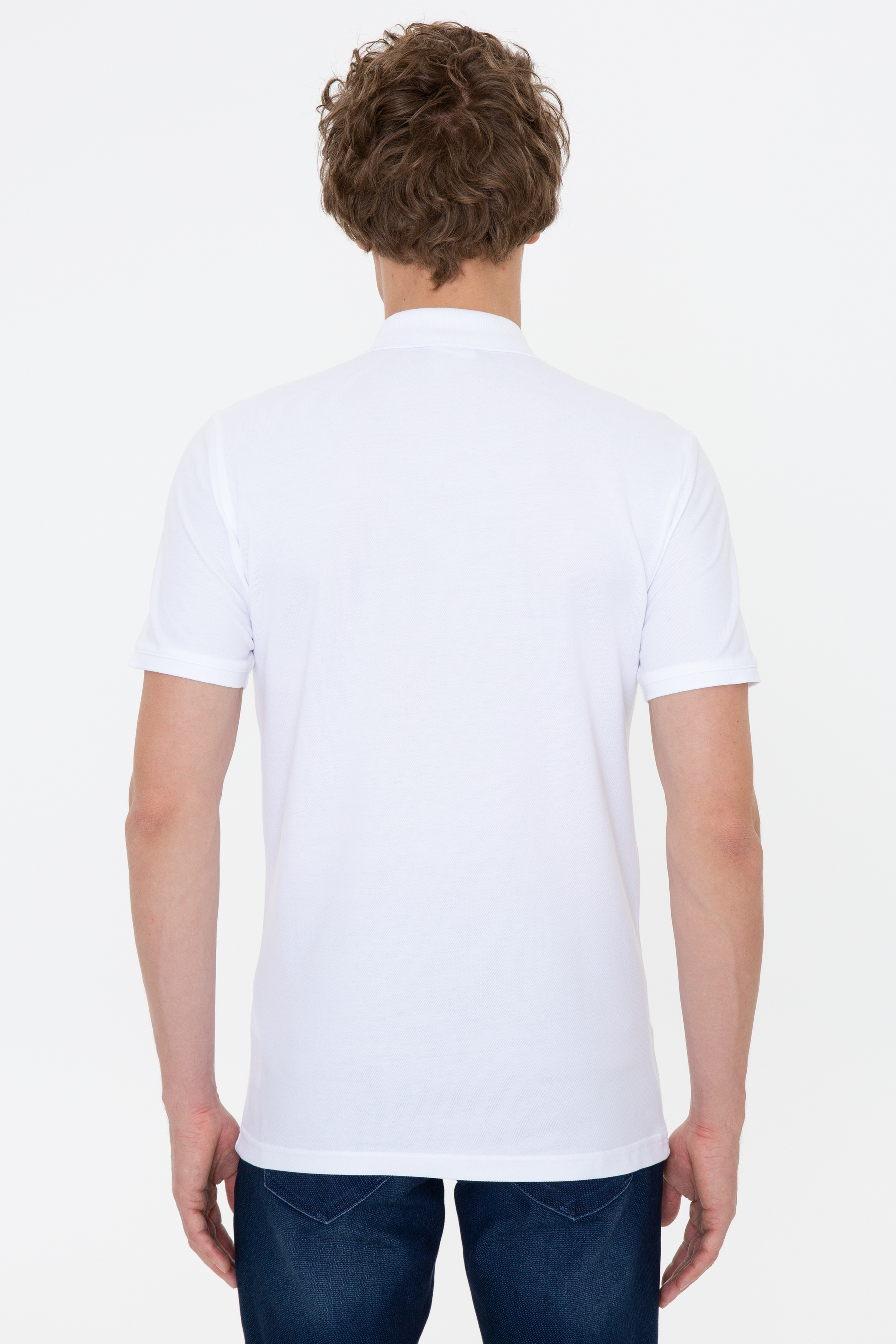 Erkek Beyaz Basic Polo Yaka Tişört