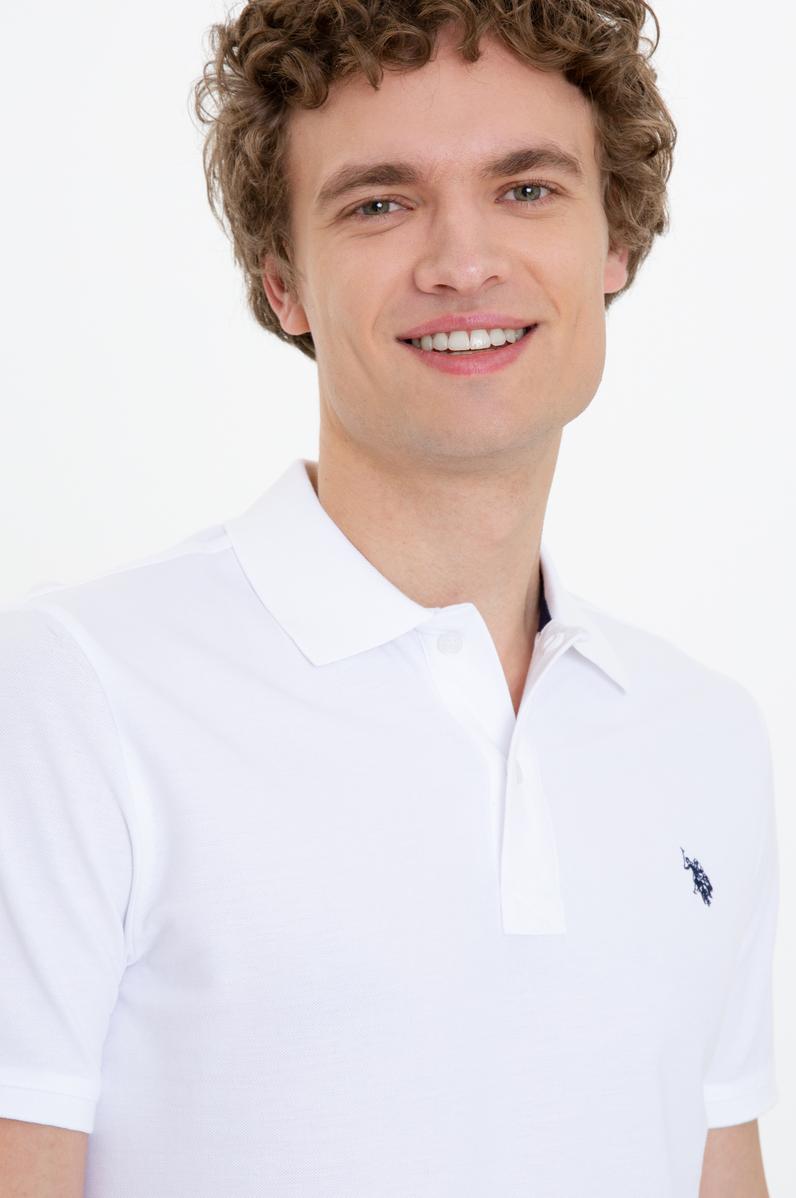 Erkek Beyaz Basic Polo Yaka Tişört