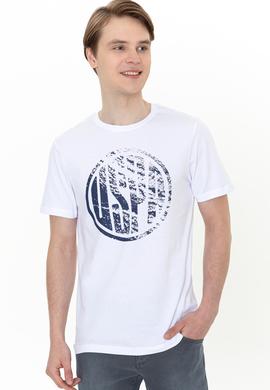 Erkek Beyaz Bisiklet Yaka T-Shirt - 50247329007