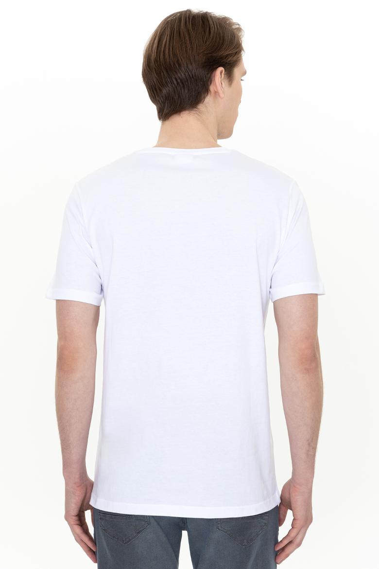 Erkek Beyaz Bisiklet Yaka T-Shirt - 50247329007