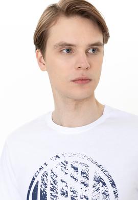 Erkek Beyaz Bisiklet Yaka T-Shirt - 50247329007