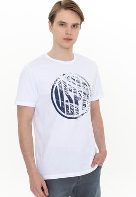 Erkek Beyaz Bisiklet Yaka T-Shirt - 50247329007