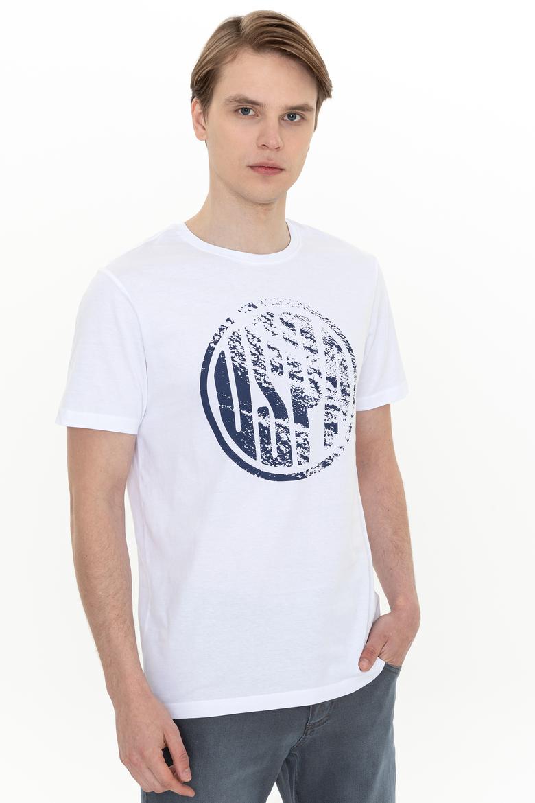 Erkek Beyaz Bisiklet Yaka T-Shirt - 50247329007