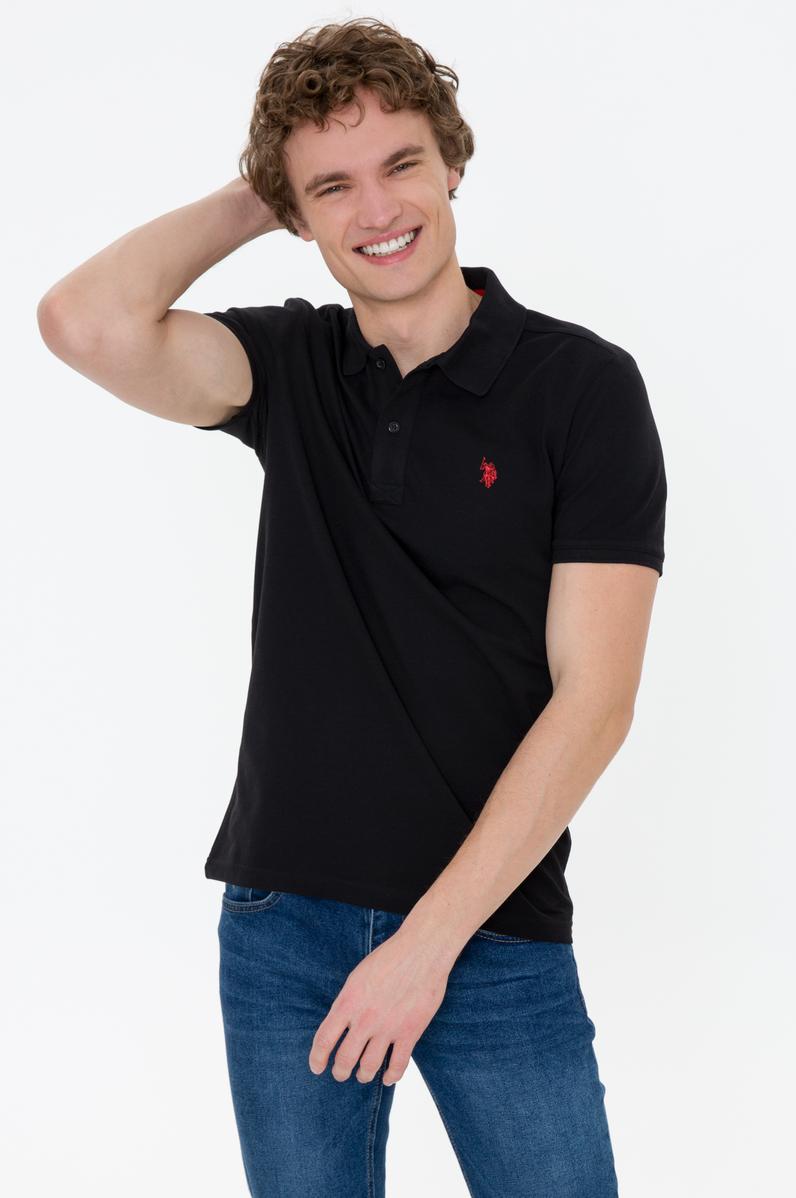 Erkek Siyah Polo Yaka Basic T-Shirt