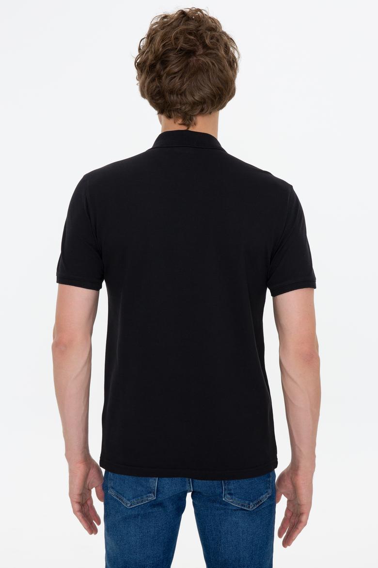Erkek Siyah Polo Yaka Basic T-Shirt - 50249149162