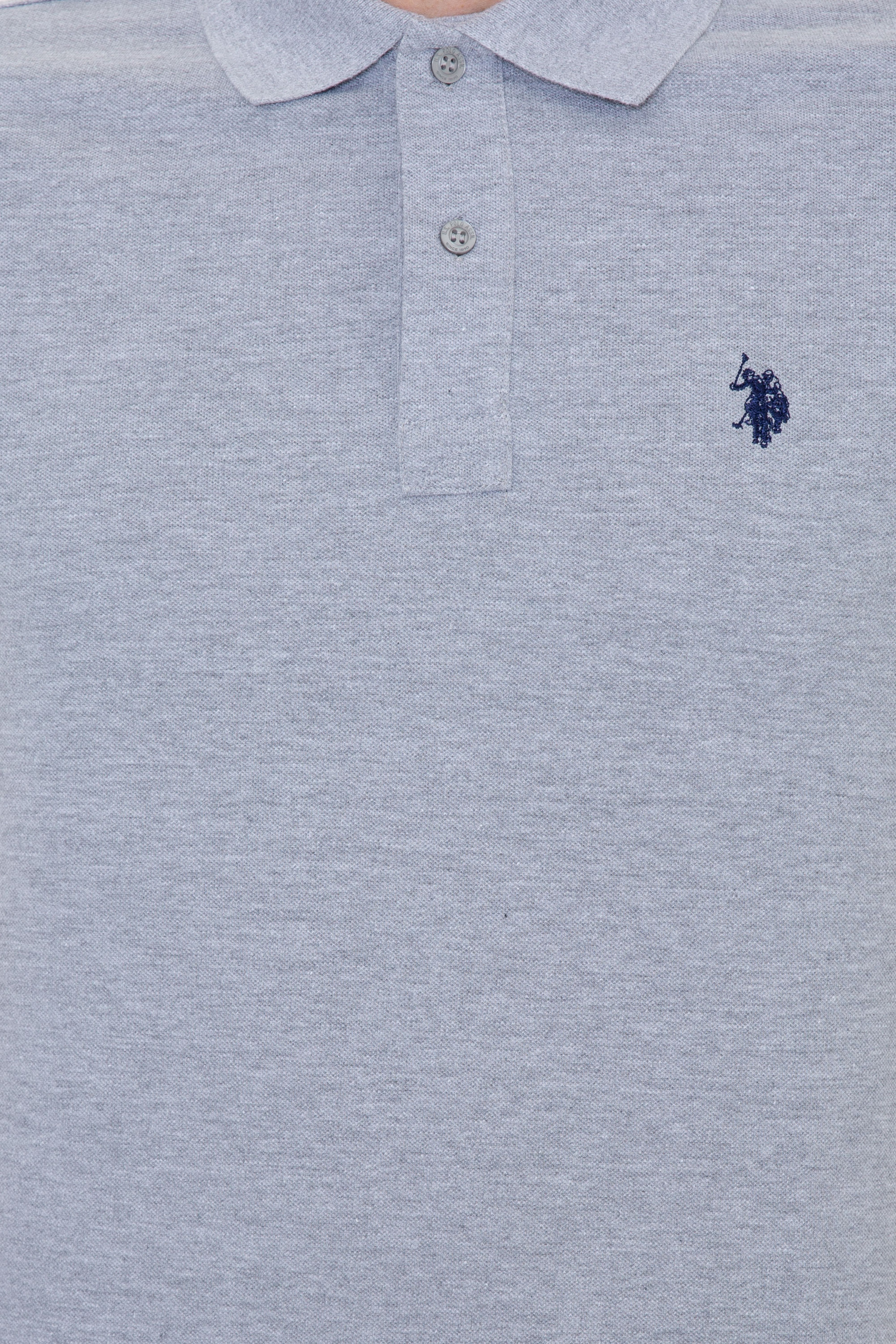 Erkek Gri Melanj Basic Polo Yaka Tişört