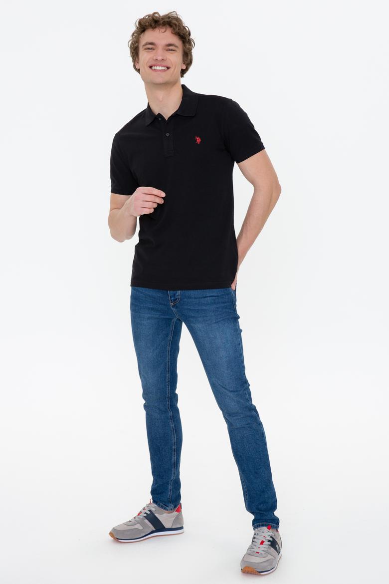 Erkek Siyah Polo Yaka Basic T-Shirt - 50249149162