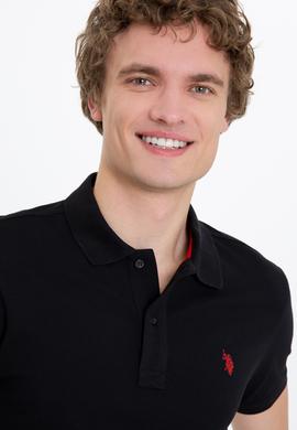 Erkek Siyah Polo Yaka Basic T-Shirt - 50249149162