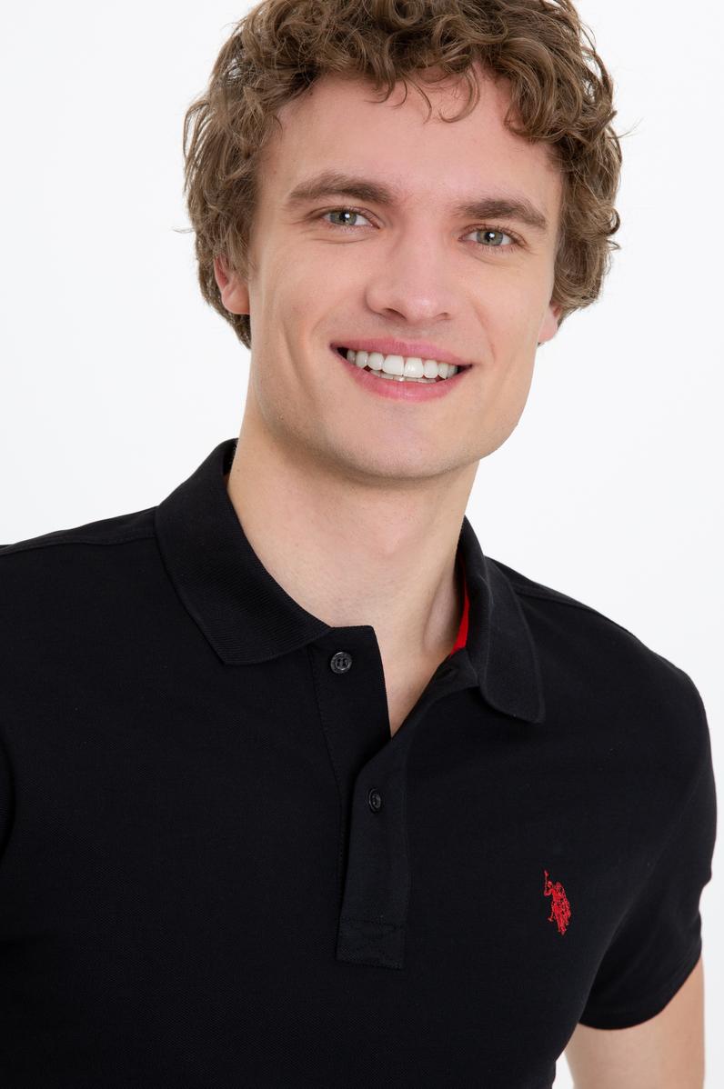 Erkek Siyah Polo Yaka Basic T-Shirt