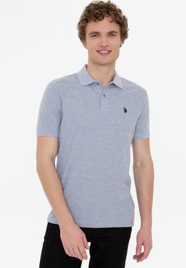 Erkek Gri Melanj Basic Polo Yaka Tişört - 50249149248