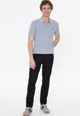 Erkek Gri Melanj Basic Polo Yaka Tişört - 50249149248