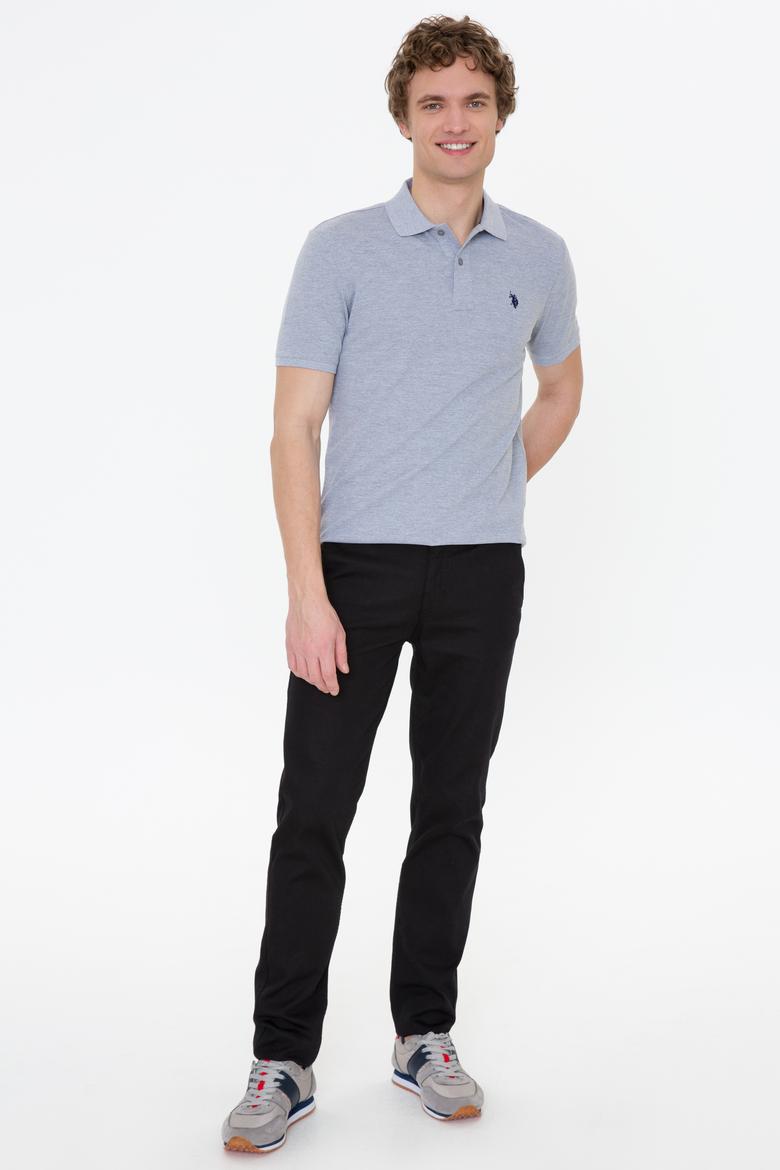 Erkek Gri Melanj Basic Polo Yaka Tişört - 50249149248
