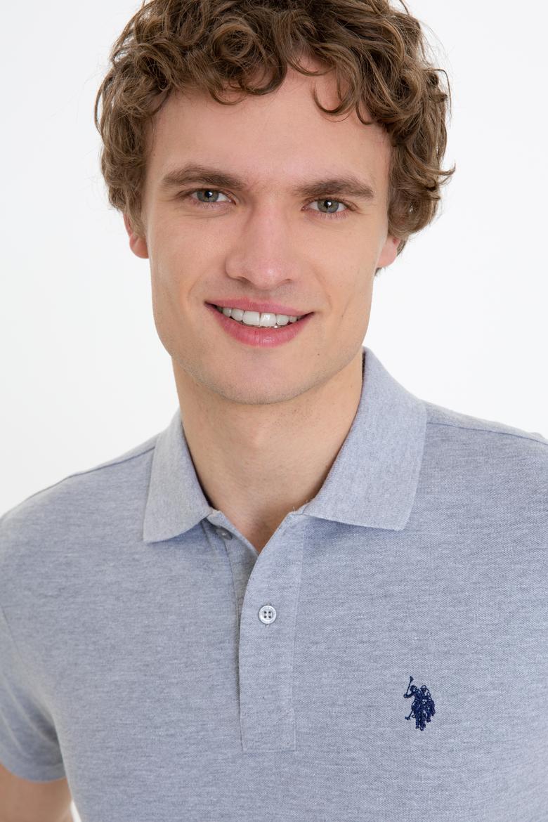 Erkek Gri Melanj Basic Polo Yaka Tişört - 50249149248