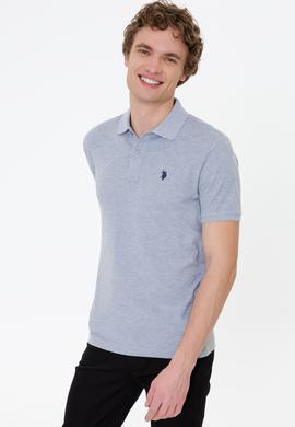 Erkek Gri Melanj Basic Polo Yaka Tişört - 50249149248