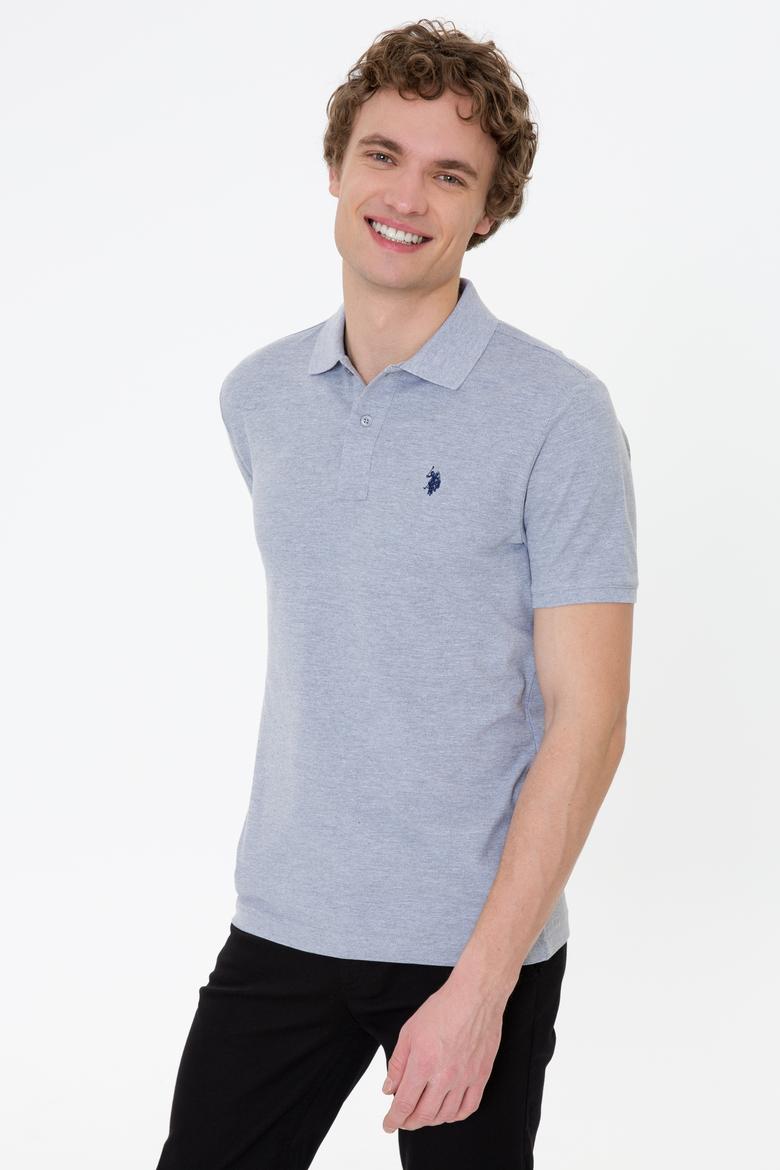 Erkek Gri Melanj Basic Polo Yaka Tişört - 50249149248