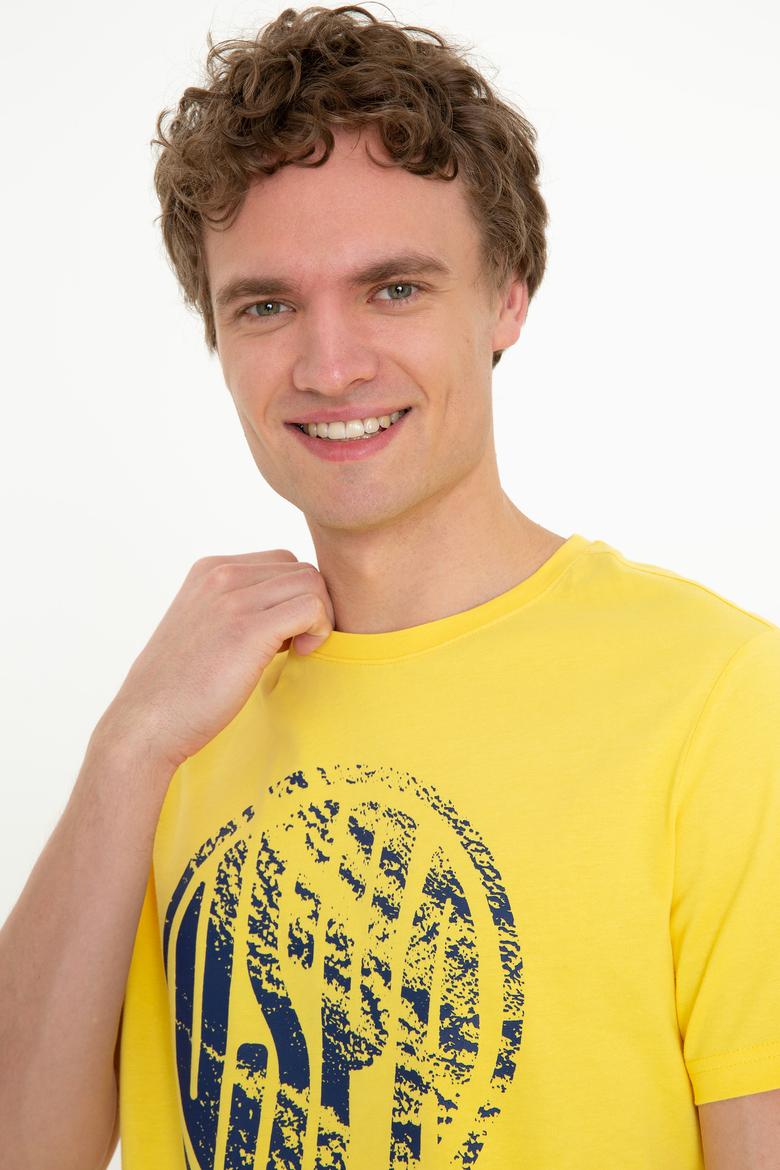 Erkek Açık Sarı Bisiklet Yaka T-Shirt - 50247329147