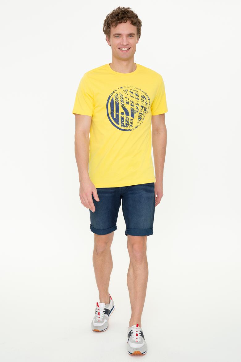 Erkek Açık Sarı Bisiklet Yaka T-Shirt - 50247329147