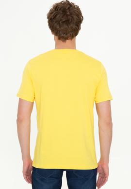 Erkek Açık Sarı Bisiklet Yaka T-Shirt - 50247329147
