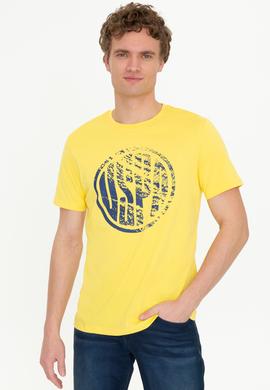 Erkek Açık Sarı Bisiklet Yaka T-Shirt - 50247329147